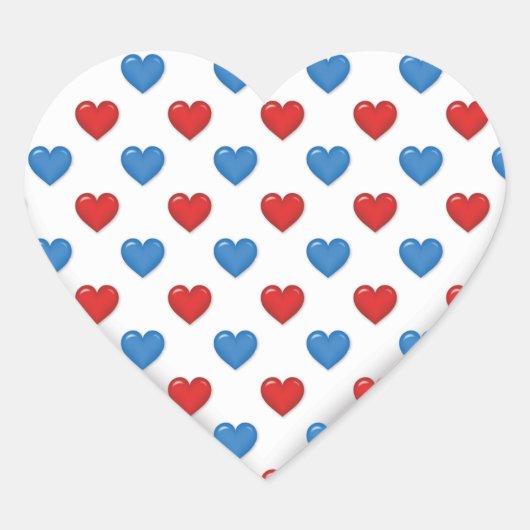 Sticker Cœur Forme de coeur bleu et rouge (Devant)