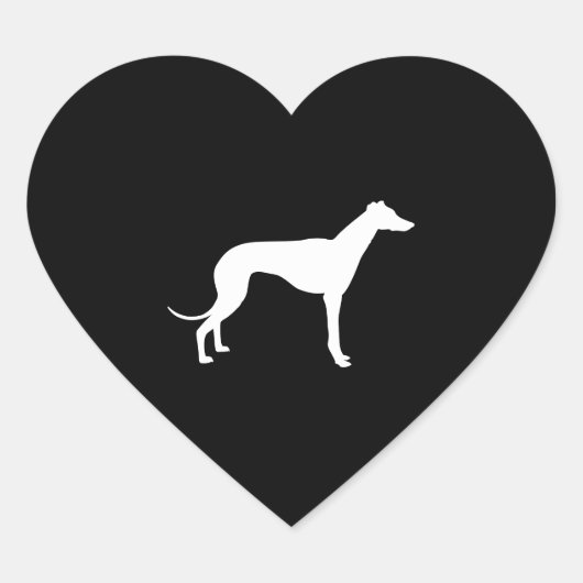 Sticker Cœur Forme noire et blanche de Greyhound (Devant)