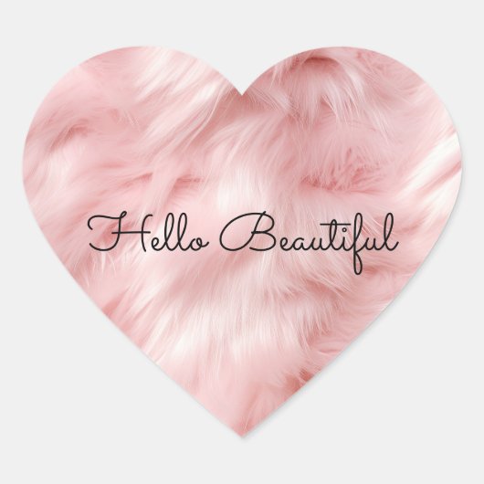 Sticker Cœur Fourrure Faux Rose Féminine (Devant)