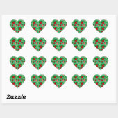 Sticker Cœur Fraises rose rouge (Feuille)