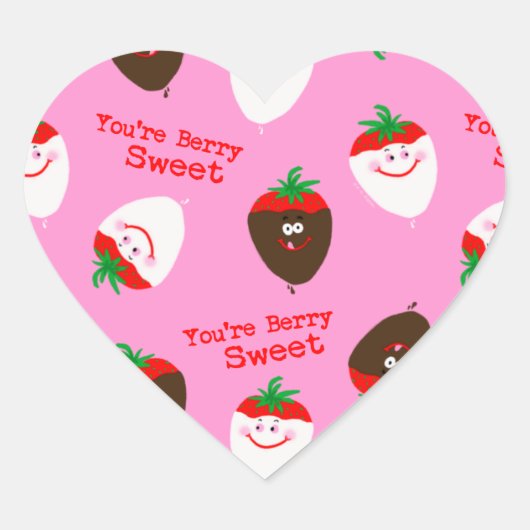 Sticker Cœur Fraises trempées au chocolat de la Saint-Valentin (Devant)