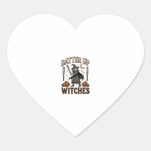 Sticker Cœur Frappez les sorcières Vintage Halloween Baseball D