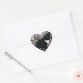 Sticker Cœur Frapules en Fleurs II - Tuxedo Cat (Enveloppe)