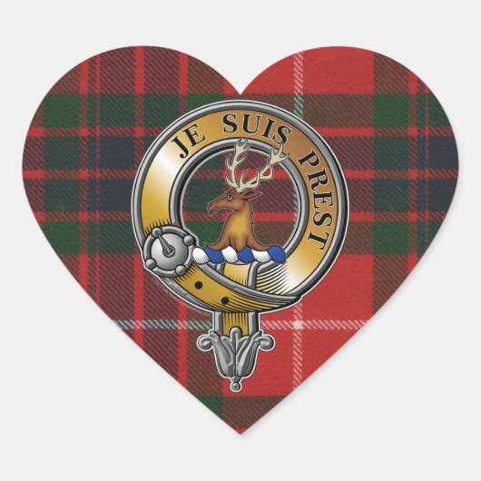 Sticker Cœur Fraser Lovat Tartan & Badge (Devant)