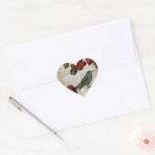 Sticker Cœur frentry bird retro botanical red cherry (Enveloppe)