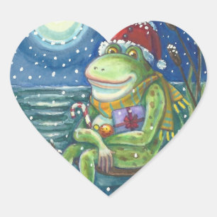 STICKER CŒUR FROG SUR LE JOURNAL RÉCHAUFFE LE COEUR, AMUSANT, M