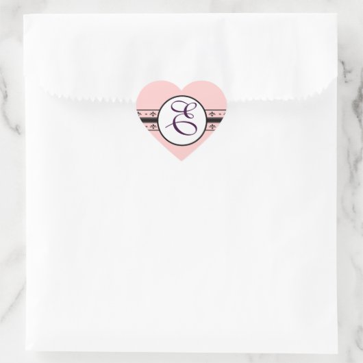 Sticker Cœur Frontières Vintages Mariage Monogramme (Sac)