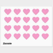 Sticker Cœur Fuchsia rose chaud En vichy À damiers motif (Feuille)