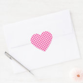 Sticker Cœur Fuchsia rose chaud En vichy À damiers motif (Enveloppe)