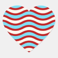Fun Rouge Turquoise Turquoise Blanc Lignes Wavy St