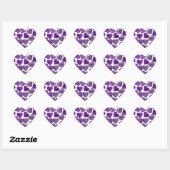 Sticker Cœur Fun tendance Purple Zebra Coeurs rayés Patron (Feuille)