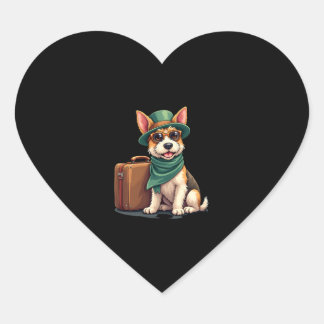 Sticker Cœur Fun Travellers Chien avec sac Graphic pour valise 
