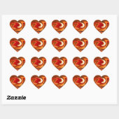 Sticker Cœur Funky Abstract Burnt Orange and Red Design (Feuille)