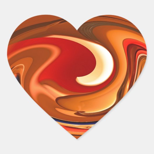 Sticker Cœur Funky Abstract Burnt Orange and Red Design (Devant)