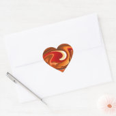 Sticker Cœur Funky Abstract Burnt Orange and Red Design (Enveloppe)