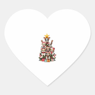 Sticker Cœur Funky French Bulldog sapin de Noël Santa Hat neige