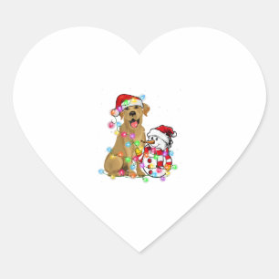 Sticker Cœur Funky Labrador Chien Noël Tee Snowman Xmas Ligh
