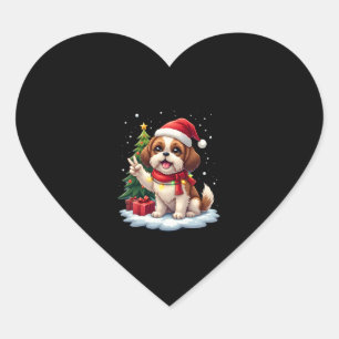 Sticker Cœur Funky Peace Main Shih Tzu Feux de Noël Femmes