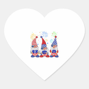 Sticker Cœur Funny American Gnomes Lunettes de soleil Patriotic