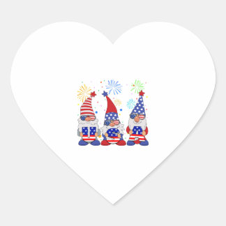Sticker Cœur Funny American Gnomes Lunettes de soleil Patriotic