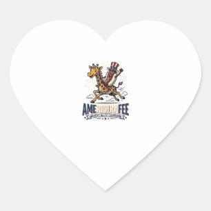Sticker Cœur Funny Amerigiraffee Patriotique Giraffe Chemise Ho