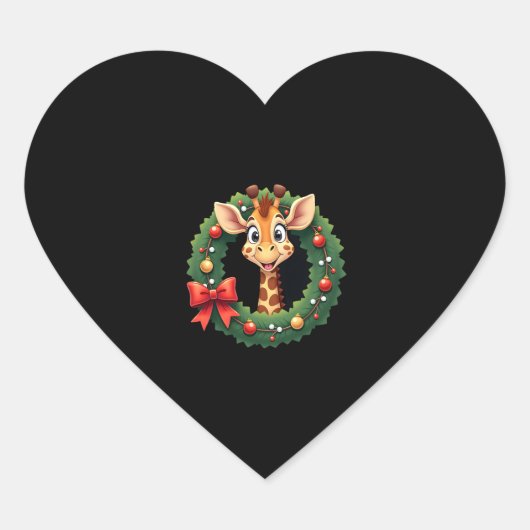 Sticker Cœur Funny Animal Giraffe Meme Face Festive Xmas T-Shir (Devant)