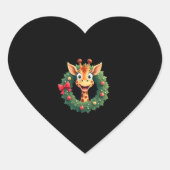 Sticker Cœur Funny Animal Giraffe Meme Face Festive Xmas T-Shir (Devant)