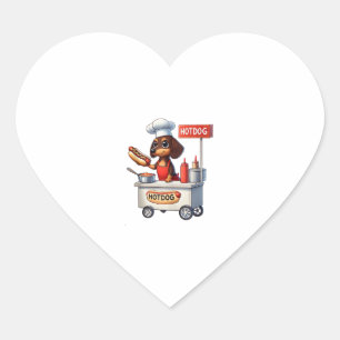 Sticker Cœur Funny Dachshund Saucisse Chien Weenie Hotdog Sandw