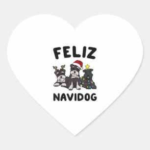 Sticker Cœur Funny Feliz Navidog amoureux des chiens de la mini