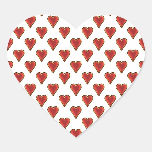 Sticker Cœur Funny Heart Pattern gold red + your backgr. & (Devant)