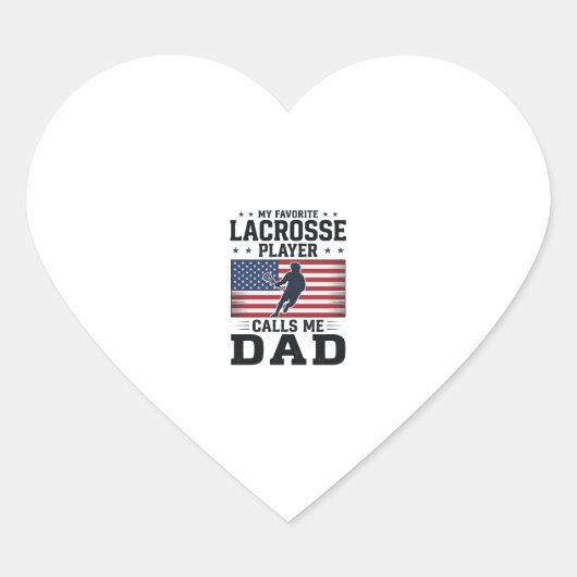 Sticker Cœur Funny Lacrosse Dad American Flag Vintage Shirt Des (Devant)
