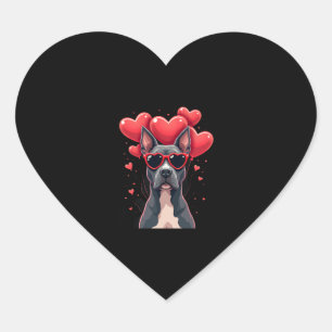 Sticker Cœur Funny Pitbull Coeur Valentines Jour Chien Papa Mam