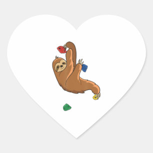 Sticker Cœur Funny Sloth Escalade Bouldering Rocks T-shirt