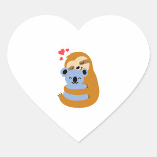 Sticker Cœur Funny Sloth Koala Oear Love