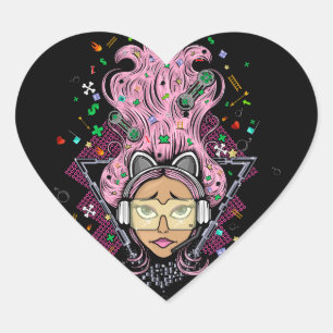 Sticker Cœur Gamer fille