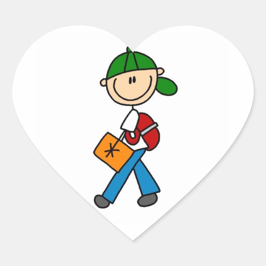 Sticker Cœur Garçon avec sac à dos (Devant)