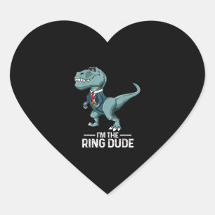 Sticker Cœur Garçon Porte-Alliance T-Rex Dinosaure Cadeau de Ma