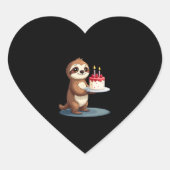 Sticker Cœur Gâteau d'anniversaire amusant avec le costume de f (Devant)