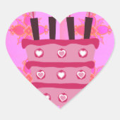 Sticker Cœur Gâteau d'anniversaire floral pour elle / Filles Ar (Devant)