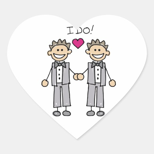 Sticker Cœur Gay Mariage Groom (Devant)