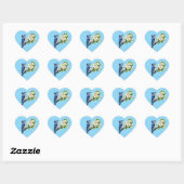 Sticker Cœur Geai bleu avec des fleurs blanches (Feuille)