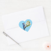 Sticker Cœur Geai bleu avec des fleurs blanches (Enveloppe)