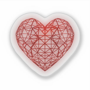 Sticker Coeur géométrique rouge vif