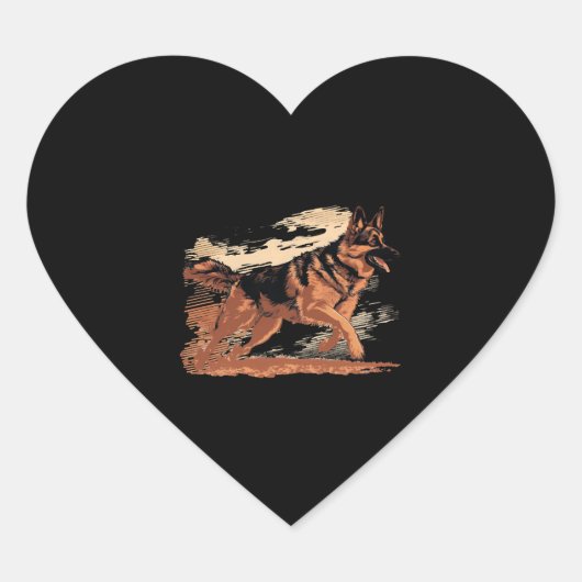 Sticker Cœur German Shepherd, German Shepherd propriétaire, chi (Devant)