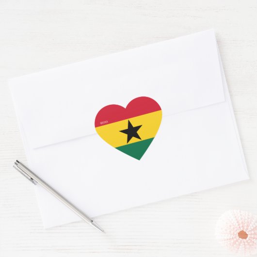 Sticker Cœur Ghana Drapeau splendide patriotique (Enveloppe)