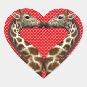 Sticker Cœur Girafe Amoureux