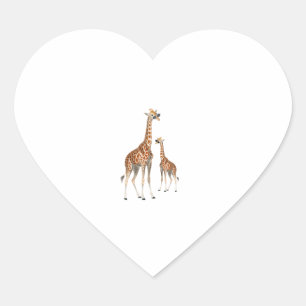 Sticker Cœur Girafe avec lunettes de soleil Jungle Safari Anima