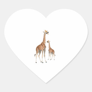 Sticker Cœur Girafe avec lunettes de soleil Jungle Safari Anima