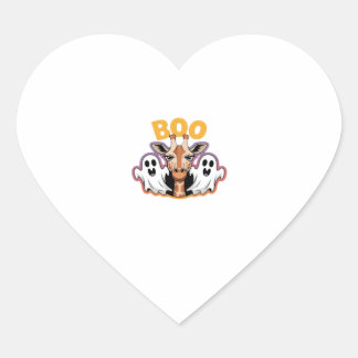 Sticker Cœur Girafe Boo Halloween - Drôle Animal Fantôme Classi
