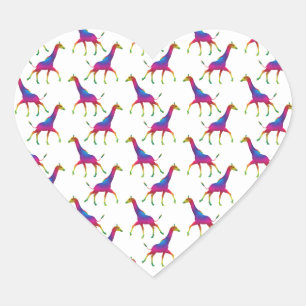 Sticker Cœur Giraffe de couleur arc-en-ciel